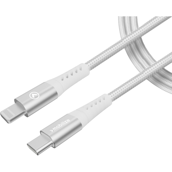 Mobilize Strong Nylon Cable Usb-C To Usb-C 1M. 100W White - Afbeelding 3