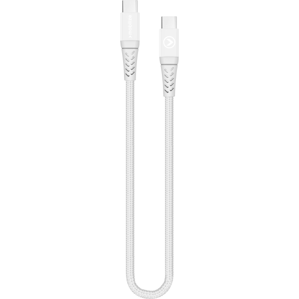 Mobilize Strong Nylon Cable Usb-C To Usb-C 20Cm. 100W White