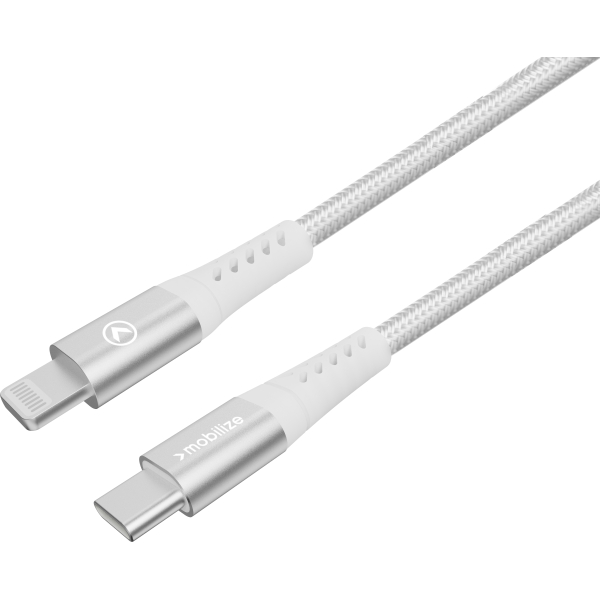 Mobilize Strong Nylon Cable Usb-C To Usb-C 20Cm. 100W White - Afbeelding 3