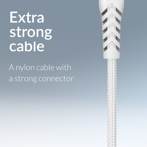 Mobilize Strong Nylon Cable Usb-C To Usb-C 20Cm. 100W White - Afbeelding 5