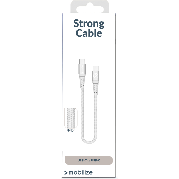Mobilize Strong Nylon Cable Usb-C To Usb-C 20Cm. 100W White - Afbeelding 6