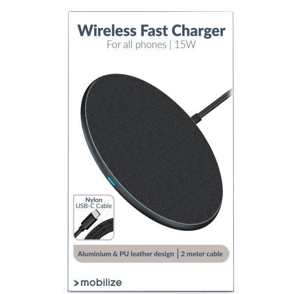 Mobilize Wireless Fast Charger Flat 5W/7.5W/10W/15W Pu Leather Grey - Afbeelding 6