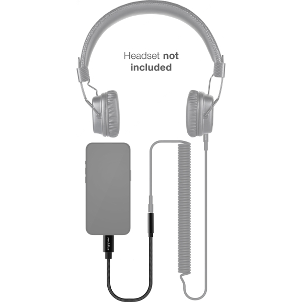 Mobilize Strong Nylon Audio Adapter Mfi Lightning To 3.5Mm 15Cm Black - Afbeelding 2