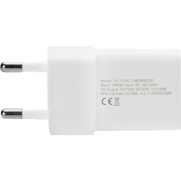 Mobilize Wall Charger Usb-C Gan 30W With Pd/Pps + Usb-C Nylon Cable 1.2M White - Afbeelding 5