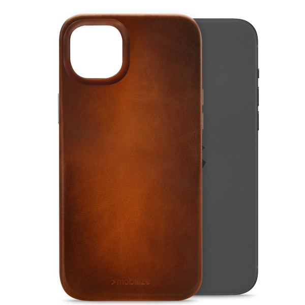 Mobilize Magsafe Compatible Premium Leather Case Apple Iphone 15 Plus Burned Cognac