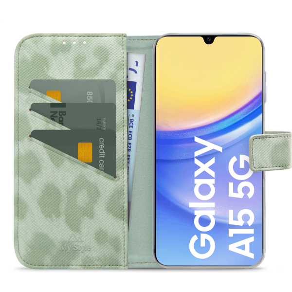 My Style Flex Wallet For Samsung Galaxy A15 4G/5G Green Leopard - Afbeelding 3