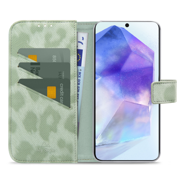 My Style Flex Wallet For Samsung Galaxy A55 5G Green Leopard - Afbeelding 3