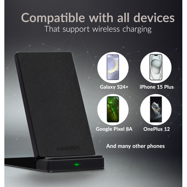 Mobilize Wireless Fast Charger Foldable 5W/7.5W/10W/15W Pu Leather Black - Afbeelding 5