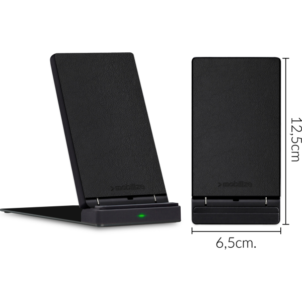 Mobilize Wireless Fast Charger Foldable 5W/7.5W/10W/15W Pu Leather Black - Afbeelding 6