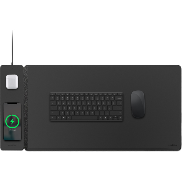 Mobilize Pu Leather Desk Mat With Magnetic Wireless Charger 15W Black - Afbeelding 2