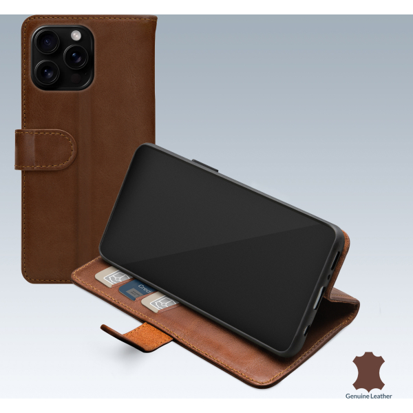 Mobilize Leather Wallet Apple Iphone 16 Pro Brown