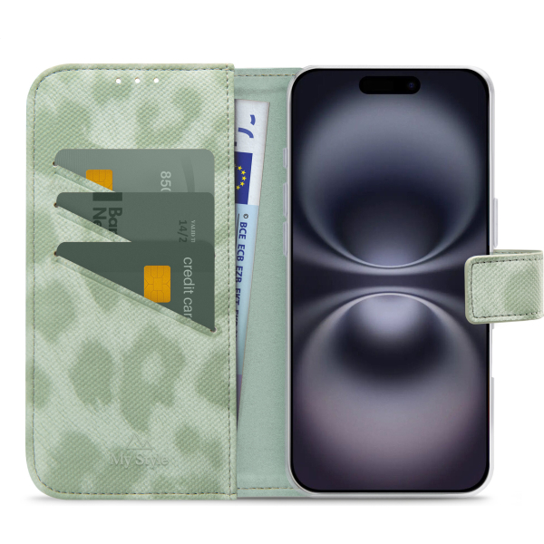 My Style Flex Wallet For Apple Iphone 16 Green Leopard - Afbeelding 3