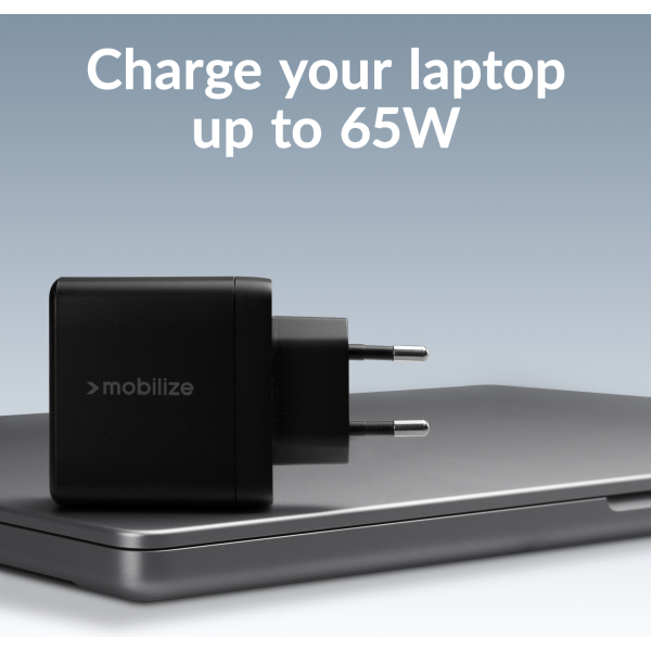 Mobilize Wall Charger 2X Usb-C + 1X Usb Gan 65W With Pd/Pps Black - Afbeelding 4