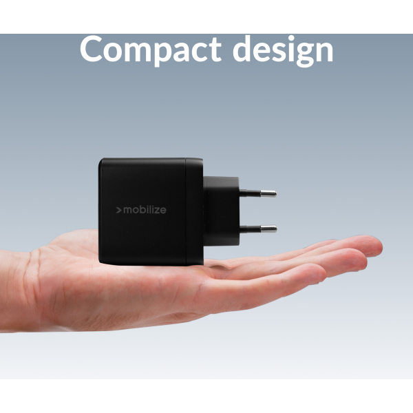Mobilize Wall Charger 2X Usb-C + 1X Usb Gan 65W With Pd/Pps Black - Afbeelding 6