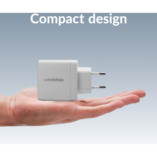 Mobilize Wall Charger 2X Usb-C + 1X Usb Gan 65W With Pd/Pps White - Afbeelding 6