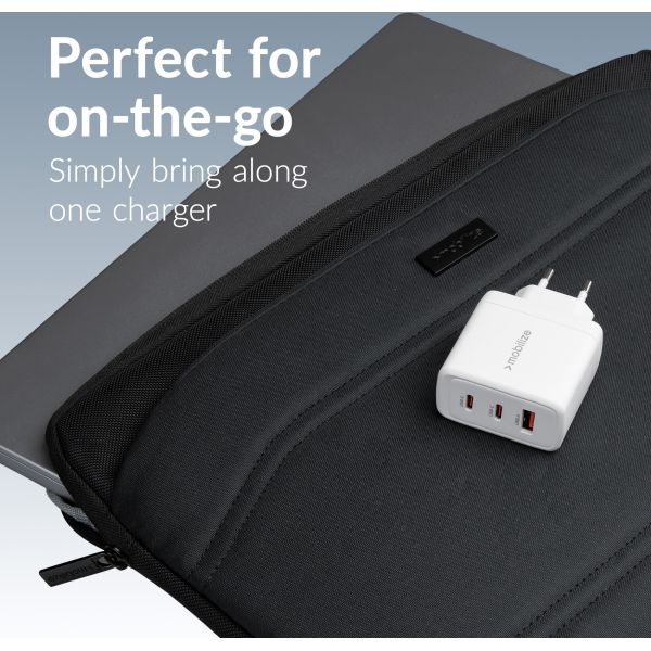 Mobilize Wall Charger 2X Usb-C + 1X Usb Gan 65W With Pd/Pps White - Afbeelding 7
