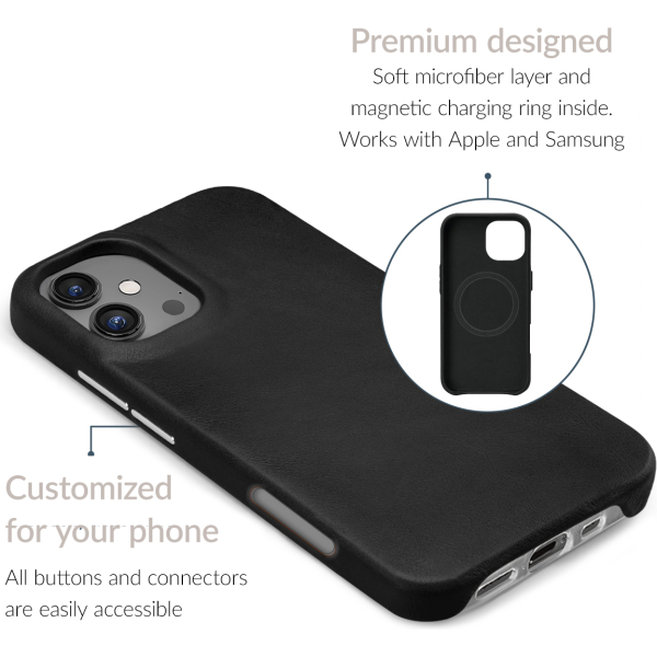 Mobilize Magsafe Compatible Premium Leather Case Apple Iphone 16 Plus Black - Afbeelding 2