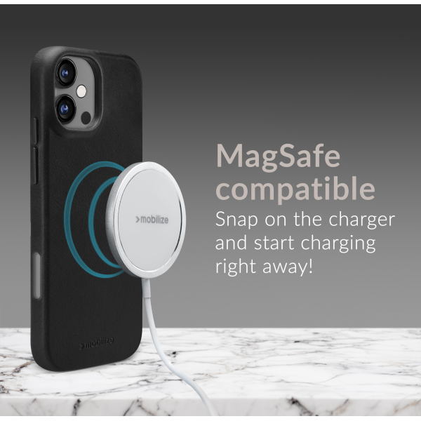 Mobilize Magsafe Compatible Premium Leather Case Apple Iphone 16 Pro Max Black - Afbeelding 4