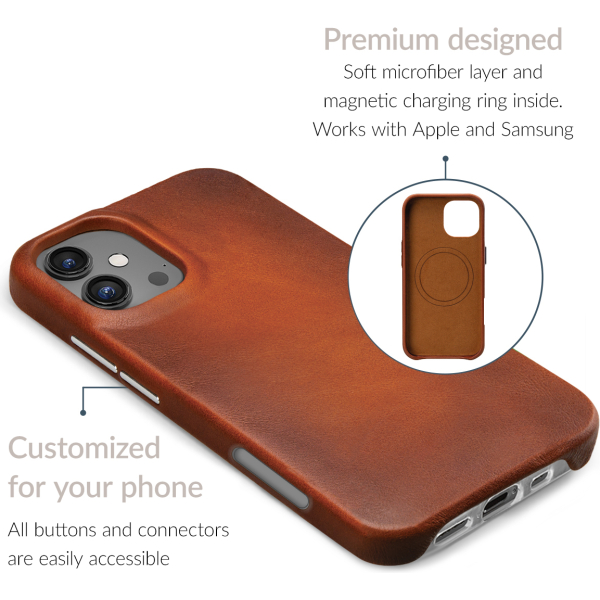 Mobilize Magsafe Compatible Premium Leather Case Apple Iphone 16 Burned Cognac - Afbeelding 2