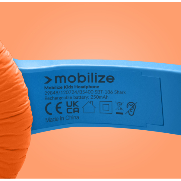 Mobilize Wireless/Wired Over Ear Kids Headphone 85Db Shark - Afbeelding 3
