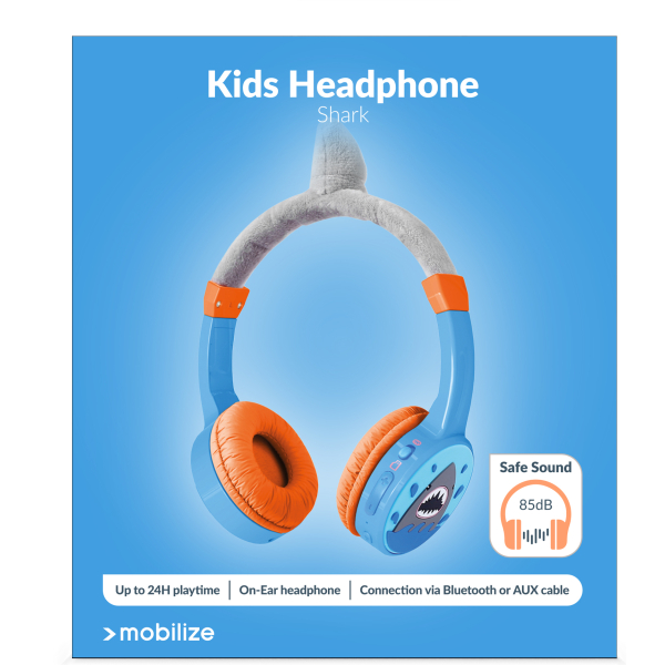 Mobilize Wireless/Wired Over Ear Kids Headphone 85Db Shark - Afbeelding 9