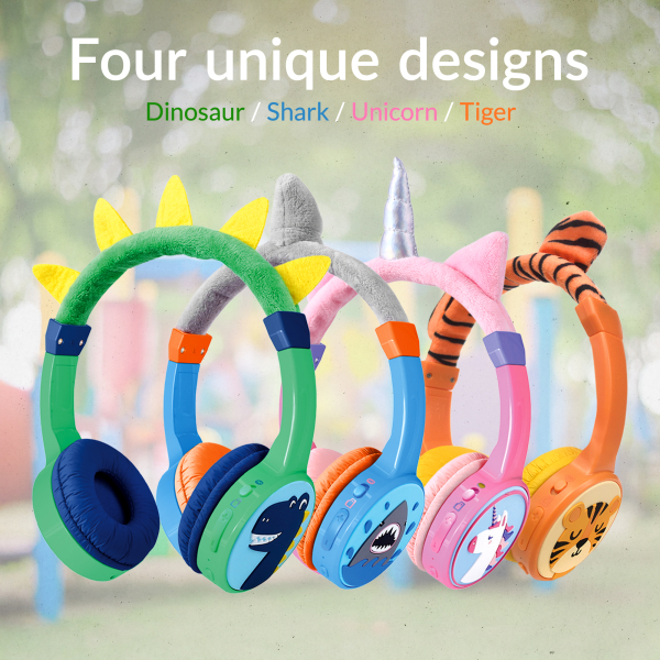 Mobilize Wireless/Wired Over Ear Kids Headphone 85Db Dinosaur - Afbeelding 5