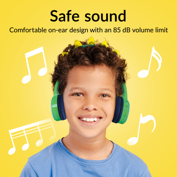 Mobilize Wireless/Wired Over Ear Kids Headphone 85Db Dinosaur - Afbeelding 6