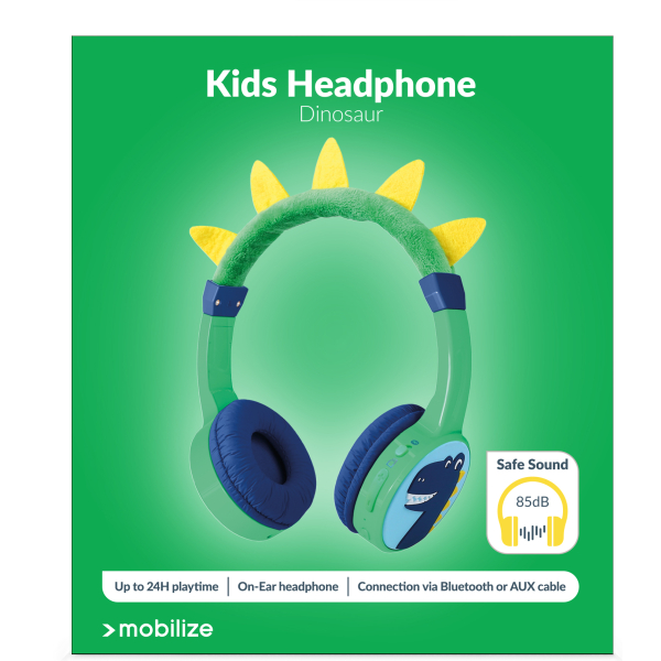 Mobilize Wireless/Wired Over Ear Kids Headphone 85Db Dinosaur - Afbeelding 9