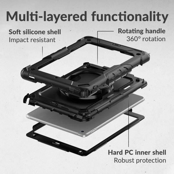 Mobilize Rotating Defender Case Stand Function For Apple Ipad 10.9 (2022)/Ipad 11 (2025) Black - Afbeelding 4