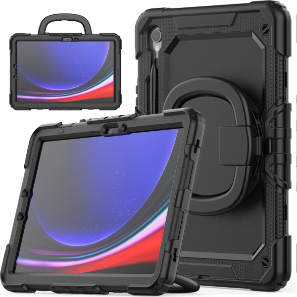 Mobilize Rotating Defender Case Stand Function For Samsung Galaxy Tab S9 11/S9 Fe 10.9 Black - Afbeelding 3