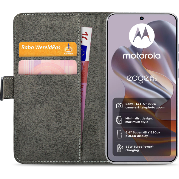 Mobilize Classic Gelly Wallet Book Case Motorola Edge 50 Neo Black - Afbeelding 4
