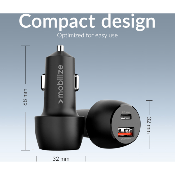 Mobilize Car Charger Usb + Usb-C 48W With Pd/Pps And Qc Black - Afbeelding 2