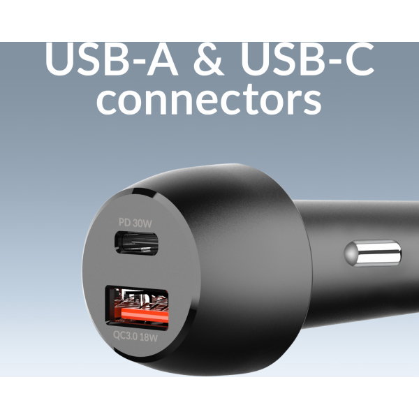 Mobilize Car Charger Usb + Usb-C 48W With Pd/Pps And Qc Black - Afbeelding 3