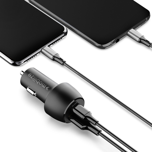 Mobilize Car Charger Usb + Usb-C 48W With Pd/Pps And Qc Black - Afbeelding 5