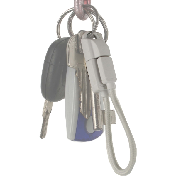 Keymate Charge/Sync Keychain Cable Nylon Braided Lightning White - Afbeelding 4