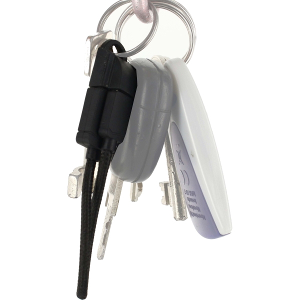 Keymate Charge/Sync Keychain Cable Nylon Braided Micro Usb Black - Afbeelding 4