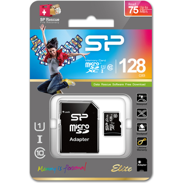 Silicon Power Micro Sdhc Incl. Sd Adapter 128Gb Uhs-1 Class 10