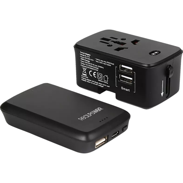 Real Power Travelcharge-4K Realpower Travel Charger + Powerbank 4000Mah Black - Afbeelding 2