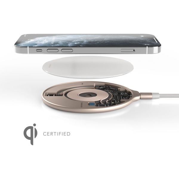 Vonmählen Aura Wireless Charging Pad Glass 7.5W/10W/15W Cool Grey/Rose Gold - Afbeelding 6