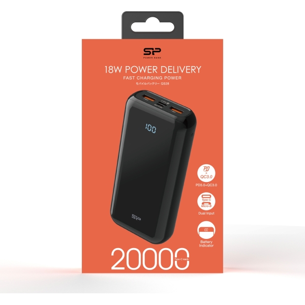 Silicon Power Qs28 Fast Charging 18W Pd Powerbank 20000 Mah Black - Afbeelding 4