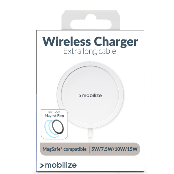 Mobilize Magnetic Wireless Charger Magsafe Compatible 15W White Aluminium - Afbeelding 6