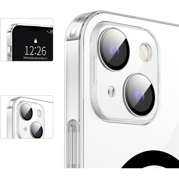 Valenta Tempered Glass Back Cover Magsafe Case Apple Iphone 14 Plus Clear - Afbeelding 8