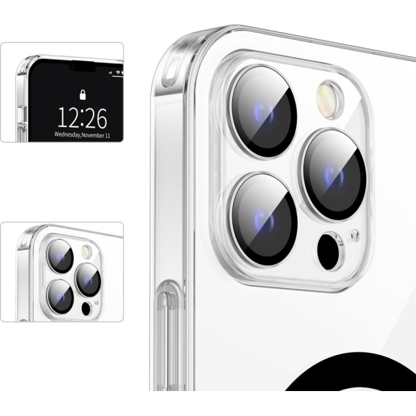 Valenta Tempered Glass Back Cover Magsafe Case Apple Iphone 14 Pro Max Clear - Afbeelding 8