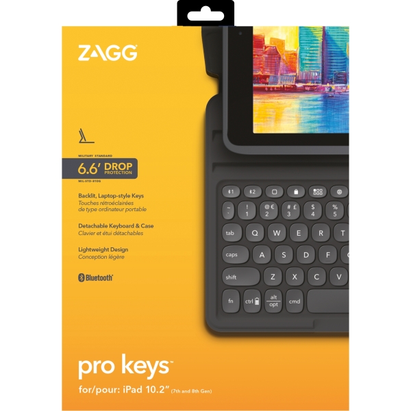 Zagg Pro Keys Bluetooth Keyboard Case For Apple Ipad 10.2 (2019/2020/2021) Azerty Black - Afbeelding 10