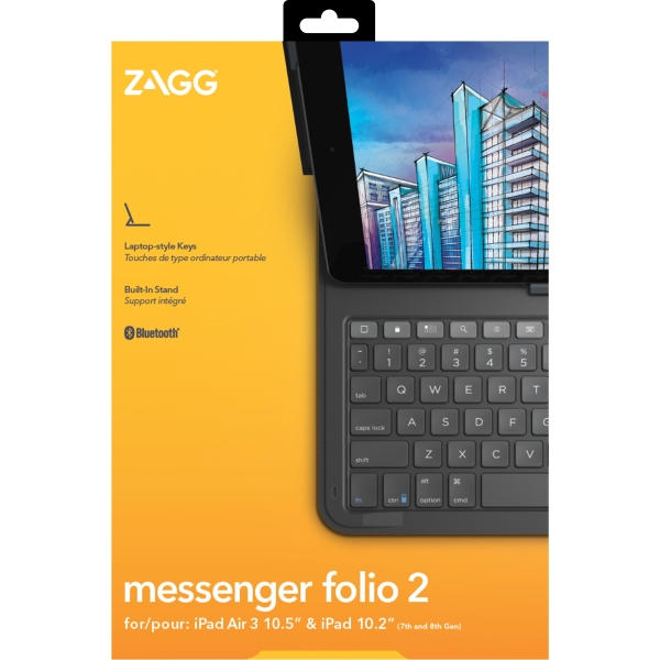 Zagg Messenger Folio 2 Bluetooth Keyboard Case For Apple Ipad 10.2/Pro/Air 10.5 Serie Azerty Black - Afbeelding 6