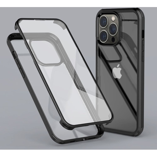 Valenta Tempered Glass Full Cover Bumper Case Apple Iphone 14 Pro Max Black - Afbeelding 6