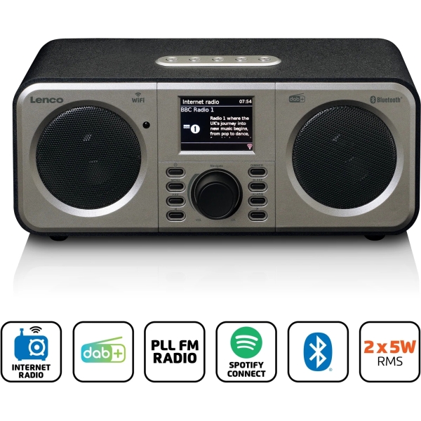 Lenco Dir-141Bk Lenco Internet Dab+ Bluetooth Radio Black/Silver - Afbeelding 7