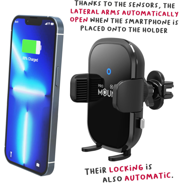 Celly Mountcharge15 Wireless Charger Car Holder 15W Black - Afbeelding 9
