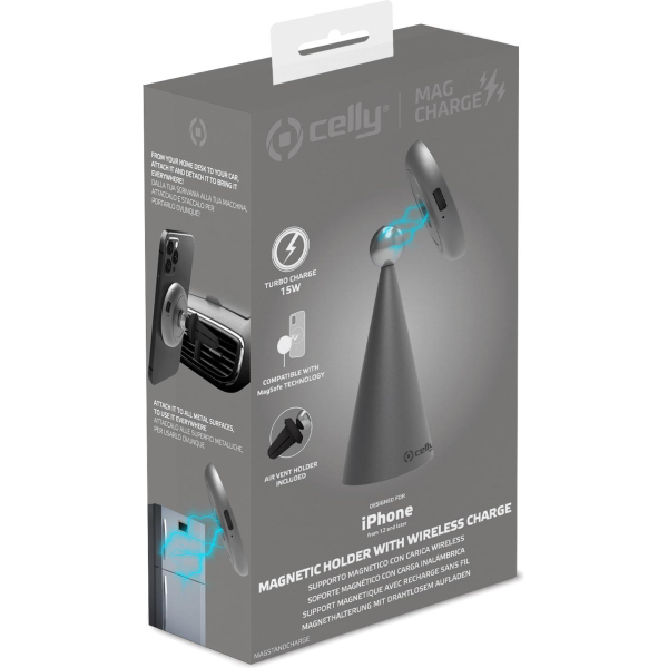 Celly Magstandcharge Magsafe Wireless Charger Holder Grey - Afbeelding 6
