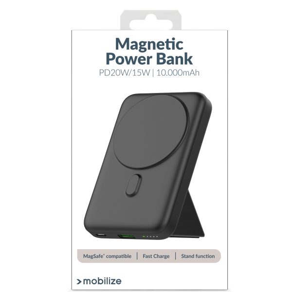 Mobilize Magnetic Wireless Magsafe Compatible Pd Stand Power Bank 10000Mah 15W Black - Afbeelding 8